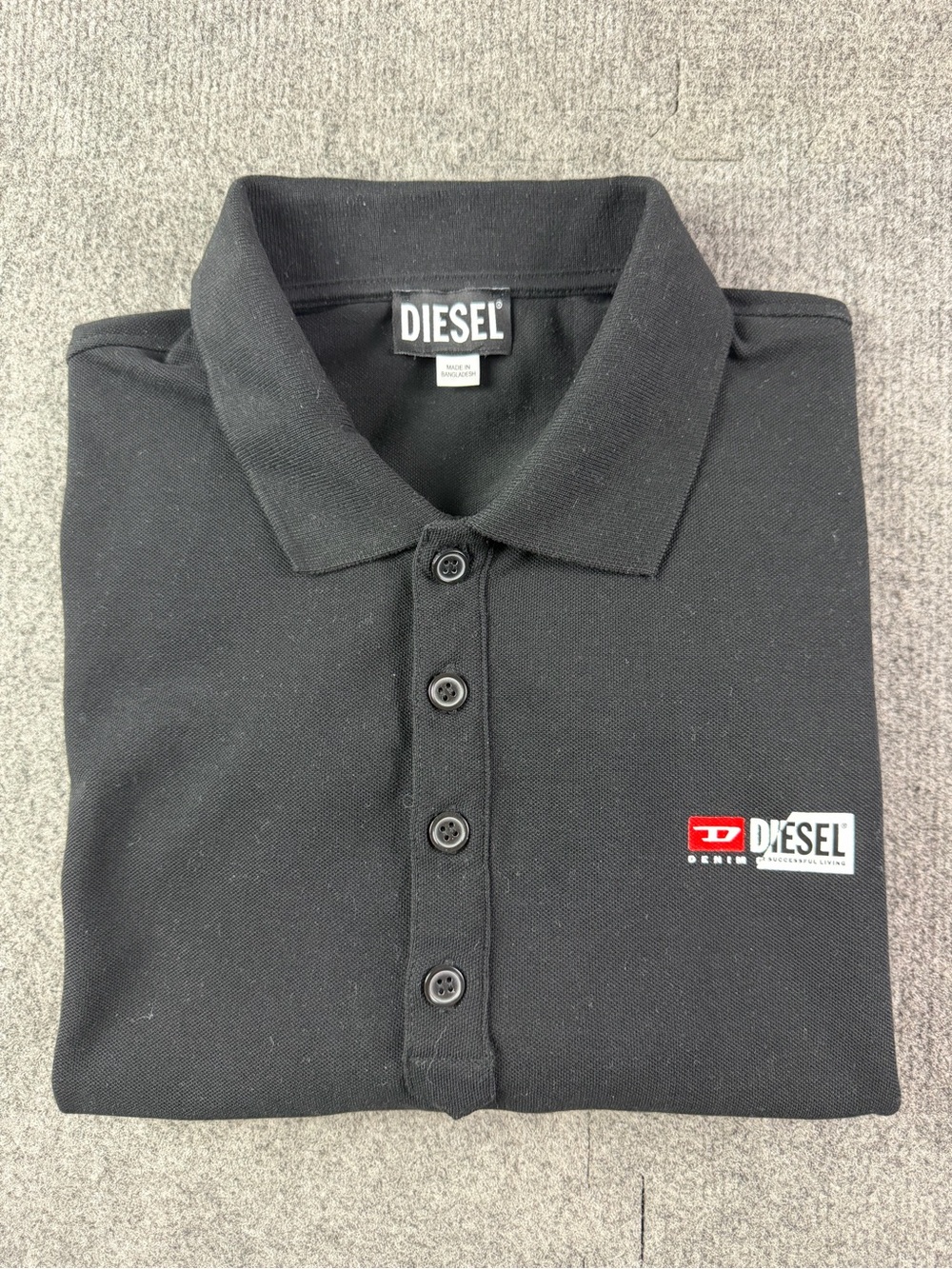 Diesel Mens 100% Cotton Short Sleeve Polo Shirt Size L Black